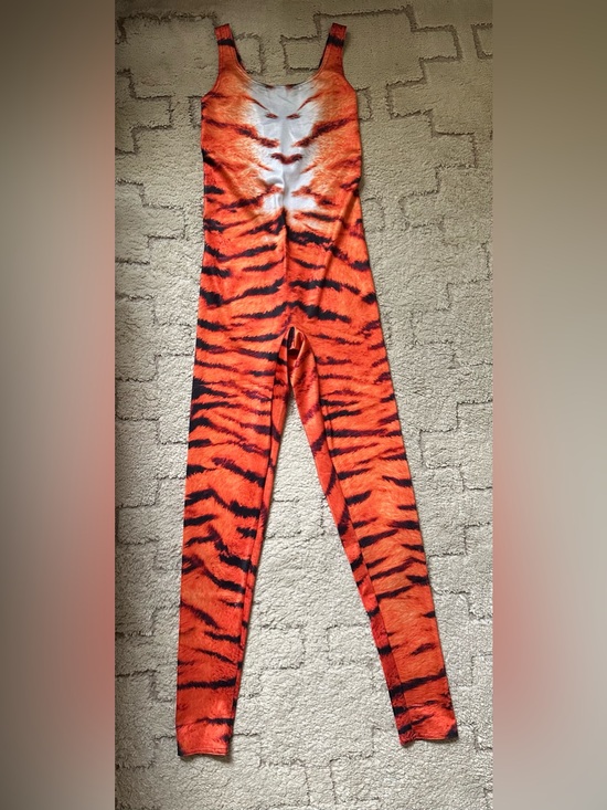 Blackmilk Pants - Blackmilk Orange and Black Tiger-Print Jumpsuit Romper size medium